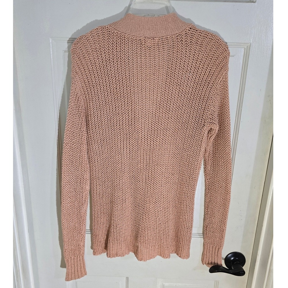 DemyLee New York Womens XS Pink Cotton Open Knit Button Front Cardigan Sweater - Picture 6 of 11